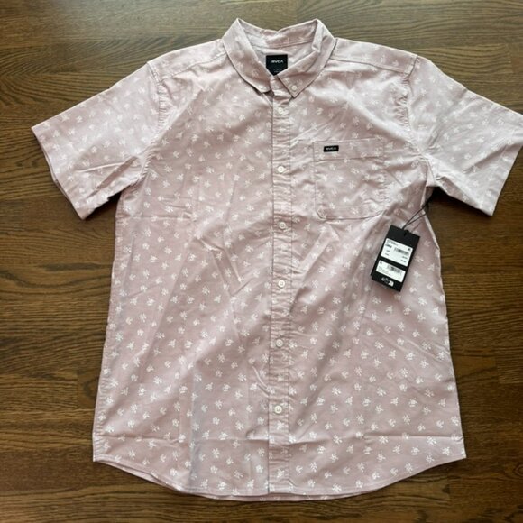 NWT RVCA Men's THATLL Do print button down s/s shirt top LARGE - Picture 1 of 3